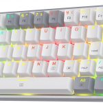 Redragon K617 Fizz 60% Wired RGB Gaming Keyboard, 61 Keys Compact Mechanical Keyboard w/White and Grey Color Keycaps, Linear Red Switch, Pro Driver/Software Supported