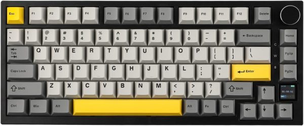 EPOMAKER Ajazz AK820 Pro 75% Gasket-mounted Mechanical Keyboard with TFT Screen, 3 Modes(Bluetooth 5.1/2.4G Wireless & Type-C Wired), Sound Dampening Foams (Grey, Ajazz Flying Fish Switch)