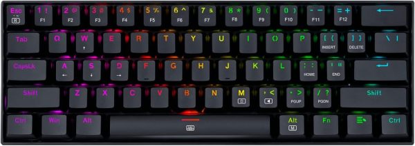 Redragon K630 RGB Dragonborn 60% Mechanical Gaming Keyboard - RGB Lighting - Compact - 61 Keys -TKL - Gamer Keyboard for Gaming - Brown Switches