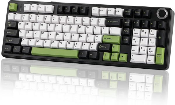 EPOMAKER X AULA F99 PRO Wireless Gaming Keyboard, Hot Swappable, 2.4GHz/Type-C/BT5.0 Custom Mechanical Keyboard with 8000mAh Battery, RGB Backlit (Black&White&Green)
