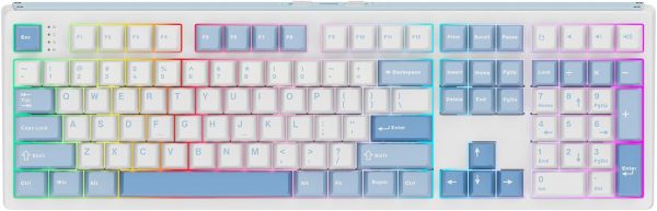 EPOMAKER TH108 Full Size Mechanical Keyboard, Wireless Gaming Keyboard with 8000mAh Battery, Creamy Gasket, 108 Keys, Hot Swap, Custom Driver, RGB Backlight (Blue&White, Sea Salt Silent)
