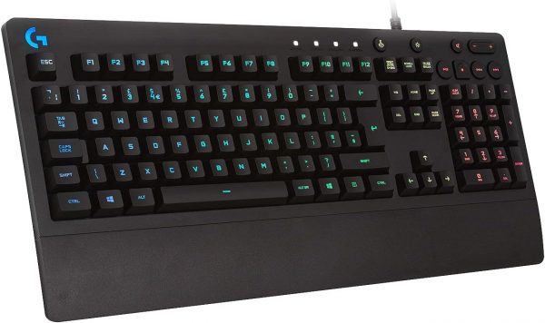 Logitech G G213 Prodigy Gaming Keyboard, RGB Lightsync Backlit Keys, Spill-Resistant, Customizable Keys, Dedicated Multi-Media Keys, Qwerty Us International Layout - Black