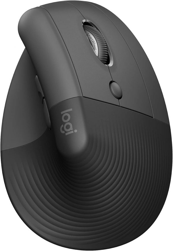 Logitech Lift Vertical Ergonomic Mouse, Wireless, Bluetooth or Logi Bolt USB receiver, Quiet clicks, 4 buttons, compatible with Windows/macOS/iPadOS, Laptop, PC - Graphite