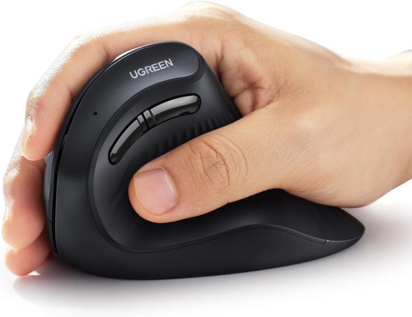 UGREEN Ergonomic Vertical Mouse, 2.4GHz Optical Wireless Mouse, 3 Adjustable DPI 800/1200/1600 Levels 6 Buttons Mouse Wireless, for Laptop, PC, Computer, Desktop, Notebook etc, Black Mice