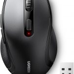 UGREEN Wireless Mouse, 2.4G Ergonomic Optical Mouse, Computer Mice for Laptop, 1600 DPI, 3 Adjustment Levels, 6 Buttons, 12 Months Battery Life, USB Mice for Laptop, PC, Chromebook, Notebook, Black