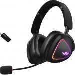 ASUS ROG Delta II Wireless Gaming Headset (BT, ROG SpeedNova 2.4GHz, 3.5mm, 50mm Titanium-Plated Drivers, 10mm Super-Wideband Mic, 110HR Battery, DualFlow Audio, For PC, Switch, PS5, Xbox)- Black