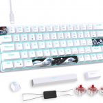 Doeek Portable 60% 68 Key Mechanical Gaming Keyboard, Ice Blue Backlight & 19+ Modes,Computer Keyboard Wired Game Keyboard for Windows/Mac IOS/Linux (White, Red Switch)