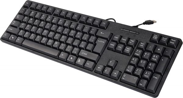 WEETOTUNG USB Wired Keyboard with Full Range of 107 Keys,USB Plug and Play,Arabic&English Layout Black For PC/Laptop