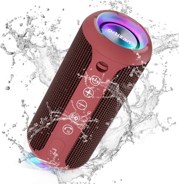 Ortizan Portable Bluetooth Speaker, IPX7 Waterproof Wireless Speaker with 24W Loud Stereo Sound, Outdoor Speakers with Bluetooth 5.3, 30H Playtime, 66ft Bluetooth Range, Dual Pairing for Home